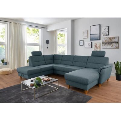 HOME AFFAIRE Palmera U-Form Sofa - U-Form, Blau-Grau, Microfaser, mit Bettfunktion HOME AFFAIRE Palmera U-Form Sofa - U-Form, Blau-Grau, Microfaser, mit Bettfunktion