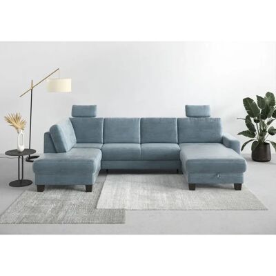 Home AFFAIRE Sommer U-Form Blau Grau Couch - U-förmiges Sofa mit Bettfunktion Home AFFAIRE Sommer U-Form Blau Grau Couch - U-förmiges Sofa mit Bettfunktion