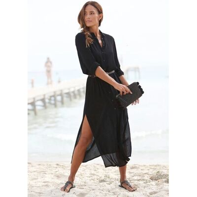 LASCANA Maxikleid - Schwarz, Gr. 42, Crupe, Damen LASCANA Maxikleid - Schwarz, Gr. 42, Crupe, Damen