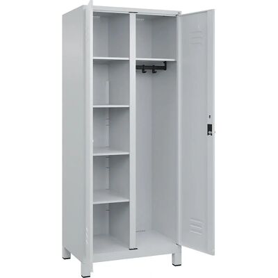 C+P Hellgraues Stahlreinigungs-Schrank - Classic PLUS, 1 Modul, Mittelscheide, 800mm breit C+P Hellgraues Stahlreinigungs-Schrank - Classic PLUS, 1 Modul, Mittelscheide, 800mm breit