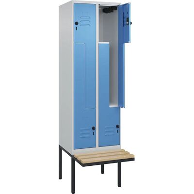 C+P Schließfach Z Classic PLUS mit Bank - Hellgrau/Blau, 2 Module C+P Schließfach Z Classic PLUS mit Bank - Hellgrau/Blau, 2 Module