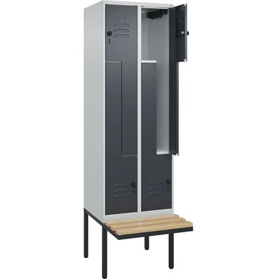 C+P Z Classic PLUS Schließfach mit Bank - 2 Fächer - Grau C+P Z Classic PLUS Schließfach mit Bank - 2 Fächer - Grau