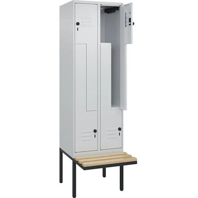 C+P Spind Z Classic PLUS mit Bank - 2 Fächer - Grau C+P Spind Z Classic PLUS mit Bank - 2 Fächer - Grau
