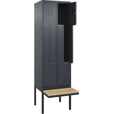 C+P Schließfach Z Classic PLUS mit Bank - 2 Fächer - Grau C+P Schließfach Z Classic PLUS mit Bank - 2 Fächer - Grau