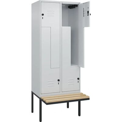 C+P Hellgraue Z Classic PLUS Schließfächer mit Bank C+P Hellgraue Z Classic PLUS Schließfächer mit Bank