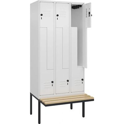C+P Stahlschrank mit Sitz - 3 Fächer, Weiß Verkehr - Schrank C+P Stahlschrank mit Sitz - 3 Fächer, Weiß Verkehr - Schrank