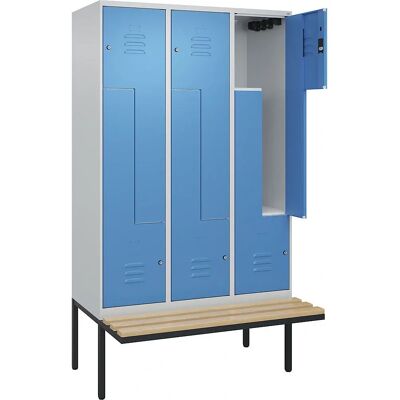 C+P Schrank Z Classic PLUS mit Bank - Hellgrau / Hellblau - Schrank C+P Schrank Z Classic PLUS mit Bank - Hellgrau / Hellblau - Schrank