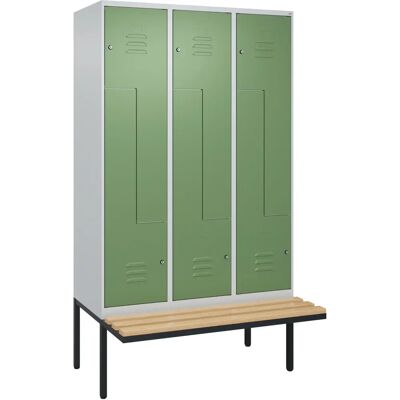 C+P Kleiderschrank PLUS mit Bank, 3 Fächer - Grün Reseda / Hellgrau - 1200mm C+P Kleiderschrank PLUS mit Bank, 3 Fächer - Grün Reseda / Hellgrau - 1200mm