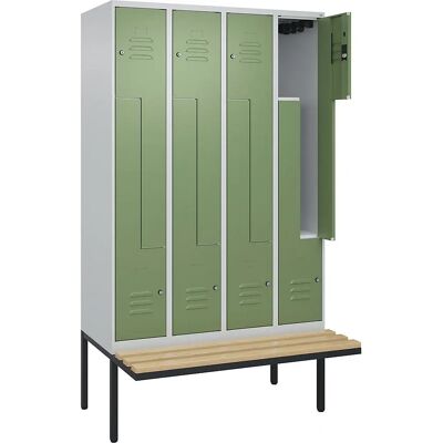 C+P Stahlschrank mit Bank - 4 Fächer, Grau/Reveda, 1200mm C+P Stahlschrank mit Bank - 4 Fächer, Grau/Reveda, 1200mm