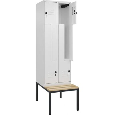 C+P Schließfach Z Classic PLUS mit Bodenbank - Stahl, Weiß C+P Schließfach Z Classic PLUS mit Bodenbank - Stahl, Weiß