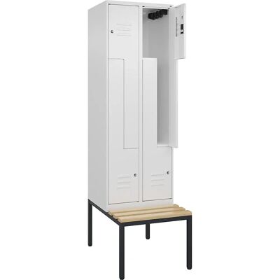 C+P Spind Schrank mit Buchen-Sitz - 2 Fächer - Weiß C+P Spind Schrank mit Buchen-Sitz - 2 Fächer - Weiß