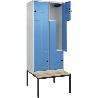 C+P Schließfach Z Classic PLUS mit Bank - Hellgrau / Hellblau - Schrank C+P Schließfach Z Classic PLUS mit Bank - Hellgrau / Hellblau - Schrank