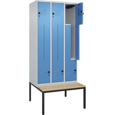 C+P Z Classic PLUS Schließfach mit Bank - 3 Fächer - Hellgrau / Hellblau C+P Z Classic PLUS Schließfach mit Bank - 3 Fächer - Hellgrau / Hellblau