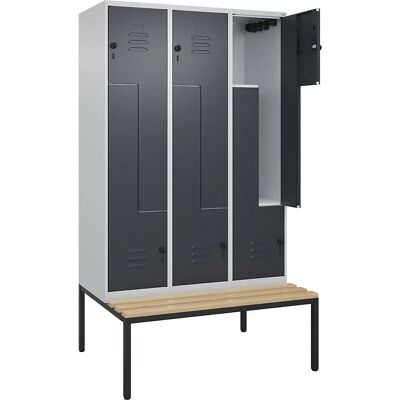 C+P Schrank Z Classic PLUS mit Bank - 3 Fächer - Grau C+P Schrank Z Classic PLUS mit Bank - 3 Fächer - Grau