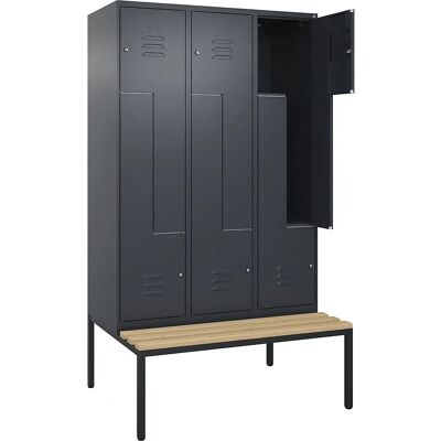 C+P Stahlspinde mit Bank - 3 Fächer, Grau - Classic Plus Serie C+P Stahlspinde mit Bank - 3 Fächer, Grau - Classic Plus Serie