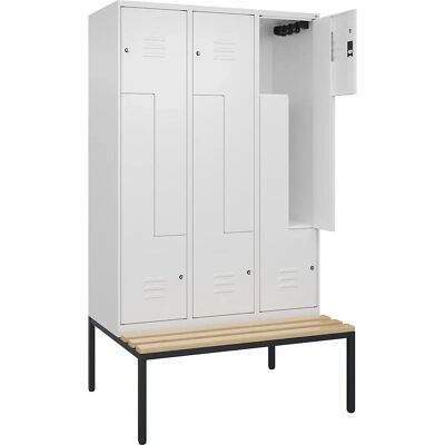 C+P Spind Z Classic PLUS mit Bank - 3 Fächer, Weißverkehr, 1200mm C+P Spind Z Classic PLUS mit Bank - 3 Fächer, Weißverkehr, 1200mm