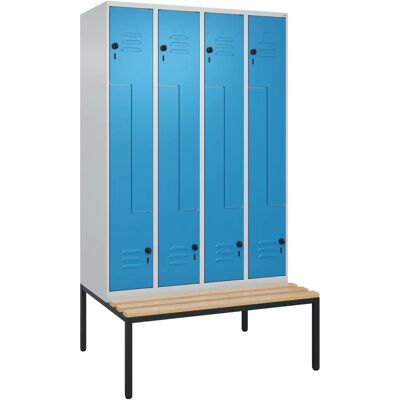 C+P Schrank Z Classic PLUS mit Bank - 4 Fächer - Hellgrau / Hellblau - 1200mm C+P Schrank Z Classic PLUS mit Bank - 4 Fächer - Hellgrau / Hellblau - 1200mm