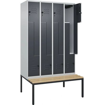 C+P Schrank Z Classic PLUS mit Bank - 4 Fächer, Hellgrau/Grau - 1200mm C+P Schrank Z Classic PLUS mit Bank - 4 Fächer, Hellgrau/Grau - 1200mm