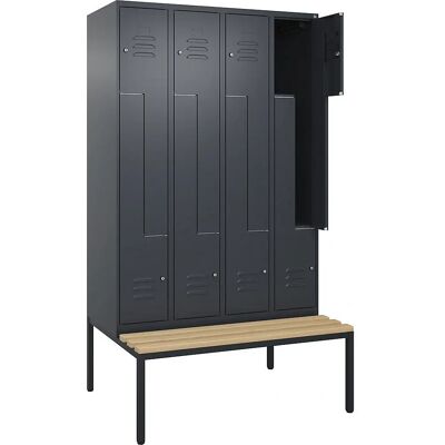 C+P Stahlschrank Z Classic PLUS mit Bank - 4 Fächer - Grau C+P Stahlschrank Z Classic PLUS mit Bank - 4 Fächer - Grau
