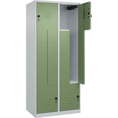 C+P Stahlschränke - Classic Plus, 2 Fächer, Hellgrau / Resedagrün C+P Stahlschränke - Classic Plus, 2 Fächer, Hellgrau / Resedagrün