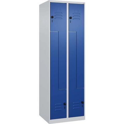 C+P Stahl-Schrank Z Classic PLUS - 2 Fächer - Hellgrau / Genciana Blau C+P Stahl-Schrank Z Classic PLUS - 2 Fächer - Hellgrau / Genciana Blau
