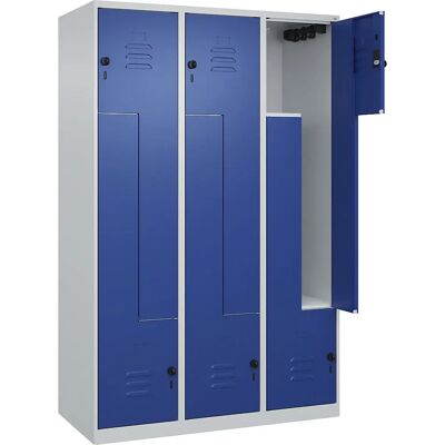 C+P Stahlschränke - 3 Fächer, Hellgrau / Genciana Blau - 1200mm Breit C+P Stahlschränke - 3 Fächer, Hellgrau / Genciana Blau - 1200mm Breit