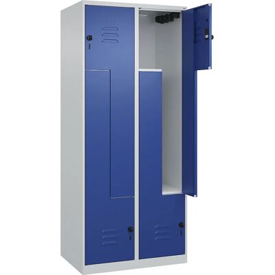 C+P Stahlschrank - 2 Fächer - Hellgrau / Genciana Blau - 800mm Breite - Classic PLUS Serie C+P Stahlschrank - 2 Fächer - Hellgrau / Genciana Blau - 800mm Breite - Classic PLUS Serie