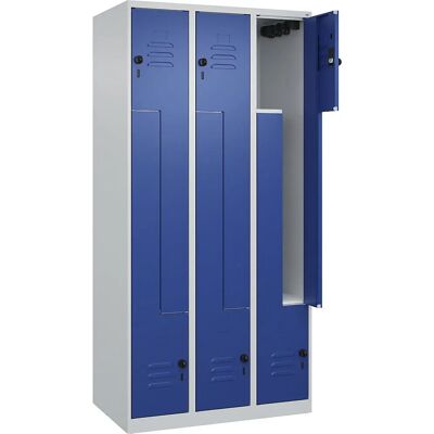 C+P Stahlschrank Z Classic PLUS - 3 Fächer, Hellgrau / Genciana Blau - 900mm Breit C+P Stahlschrank Z Classic PLUS - 3 Fächer, Hellgrau / Genciana Blau - 900mm Breit