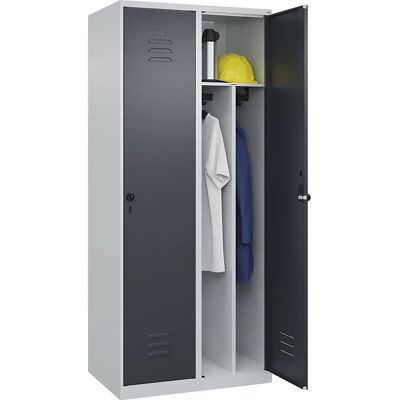 C+P Stahlschrank mit 2 Fächern - Hellgrau / Grau - 800 mm breit C+P Stahlschrank mit 2 Fächern - Hellgrau / Grau - 800 mm breit