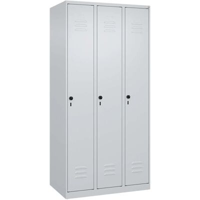 C+P Hellgrauer Stahlschrank - 3 Fächer, Belüftungsschlitze C+P Hellgrauer Stahlschrank - 3 Fächer, Belüftungsschlitze