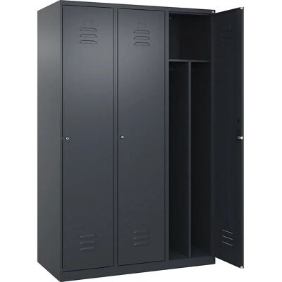 C+P Stahlschrank mit 3 Fächern - Grau, Mittelscheidung - Classic PLUS C+P Stahlschrank mit 3 Fächern - Grau, Mittelscheidung - Classic PLUS
