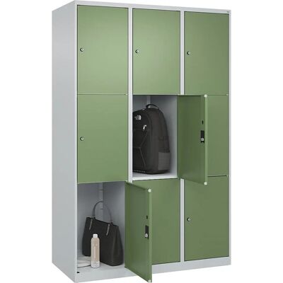 C+P Hellgrau / Reseda Grün Stahl Schrank - 9 Fächer C+P Hellgrau / Reseda Grün Stahl Schrank - 9 Fächer