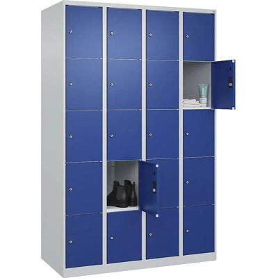 C+P Lichtgrau / Enzianblau Schließfachschrank - 20 Fächer - Schrank mit Schloss C+P Lichtgrau / Enzianblau Schließfachschrank - 20 Fächer - Schrank mit Schloss