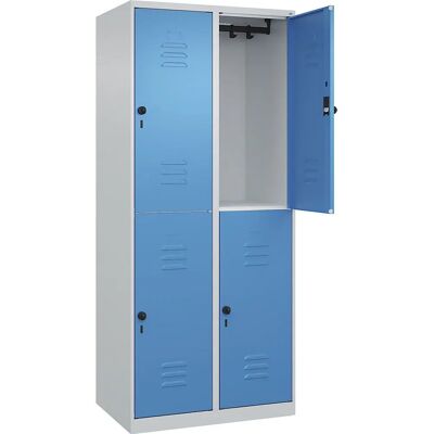 C+P Stahlschließfach - Classic PLUS, 2-stöckig, Hellgrau/Blau - Schließfach C+P Stahlschließfach - Classic PLUS, 2-stöckig, Hellgrau/Blau - Schließfach