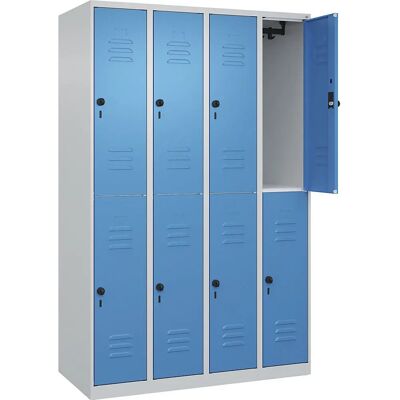 C+P Spind Classic PLUS - 4 Fächer, Hellgrau/Blau, 1850x1200mm C+P Spind Classic PLUS - 4 Fächer, Hellgrau/Blau, 1850x1200mm