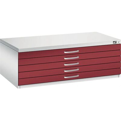 C+P Hellgrau / Rubinrot Aktenschrank - 5 Schubladen A1 C+P Hellgrau / Rubinrot Aktenschrank - 5 Schubladen A1