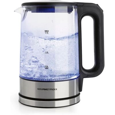 GOURMETmaxx Glas vattenkokare - Rostfritt stål/svart - Electric Kettle GOURMETmaxx Glas vattenkokare - Rostfritt stål/svart - Electric Kettle