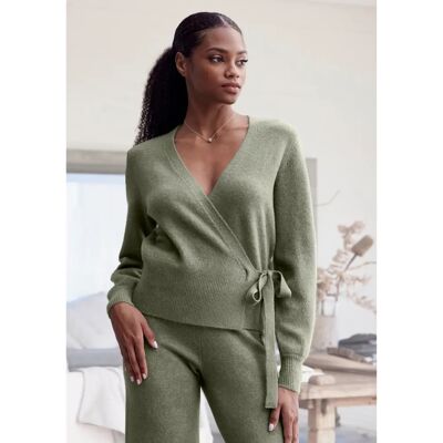 LASCANA Wickelstrickjacke Gr. 36/38, grün, Damen, Strick, unifarben, meliert LASCANA Wickelstrickjacke Gr. 36/38, grün, Damen, Strick, unifarben, meliert
