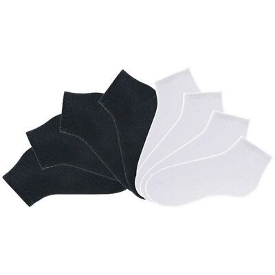 GO IN Unisex Kurzsocken - 8er Pack - Schwarz-Weiß - Damen & Herren GO IN Unisex Kurzsocken - 8er Pack - Schwarz-Weiß - Damen & Herren