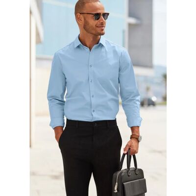 JOHN DEVIN XL (43/44) Blau Baumwoll Stretch Hemd - Hemd JOHN DEVIN XL (43/44) Blau Baumwoll Stretch Hemd - Hemd