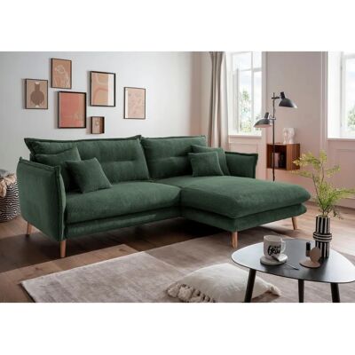 INOSIGN Lazio L-Form Sofa - Grün Cord, Recamiere rechts, Modern INOSIGN Lazio L-Form Sofa - Grün Cord, Recamiere rechts, Modern