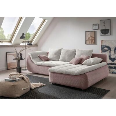 INOSIGN Imola L-Form Sofa - Recamiere, Bett, rosa-silber INOSIGN Imola L-Form Sofa - Recamiere, Bett, rosa-silber