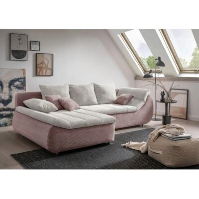 INOSIGN Imola L-Form Sofa - Microfaser, Rosa & Silber INOSIGN Imola L-Form Sofa - Microfaser, Rosa & Silber