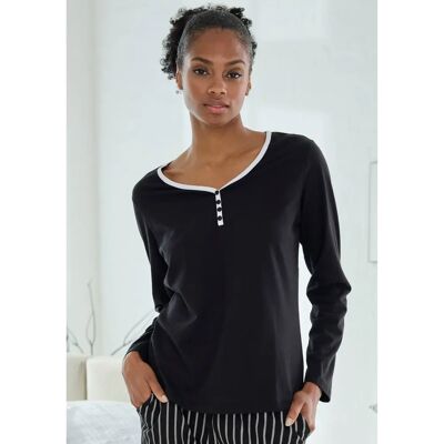 VIVANCE DREAMS - Pyjama Oberteil - V-Ausschnitt, Kurze Knopfleiste, Langarm, Hüftlang VIVANCE DREAMS - Pyjama Oberteil - V-Ausschnitt, Kurze Knopfleiste, Langarm, Hüftlang