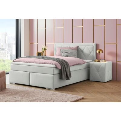Leonique Alfie - Hellgrau Velours Boxbett - Modernes Bett Leonique Alfie - Hellgrau Velours Boxbett - Modernes Bett