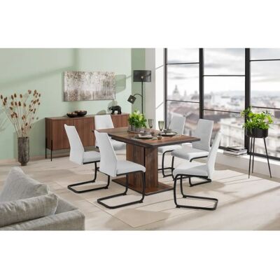 Hela Ariana Ausziehbare Essgruppe - 6 Stühle, Holzoptik, Grau Hela Ariana Ausziehbare Essgruppe - 6 Stühle, Holzoptik, Grau