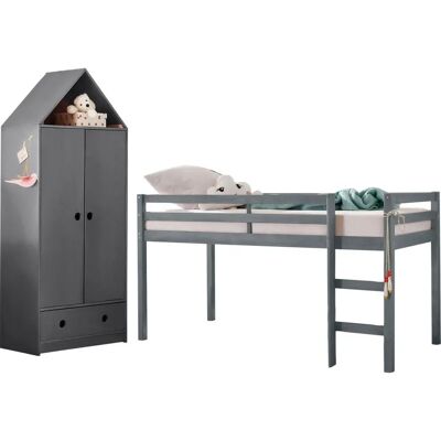 Lüttenhütten Alpi Kinderzimmer-Set - Kleiderschrank, Bett, FSC Kiefer Lüttenhütten Alpi Kinderzimmer-Set - Kleiderschrank, Bett, FSC Kiefer
