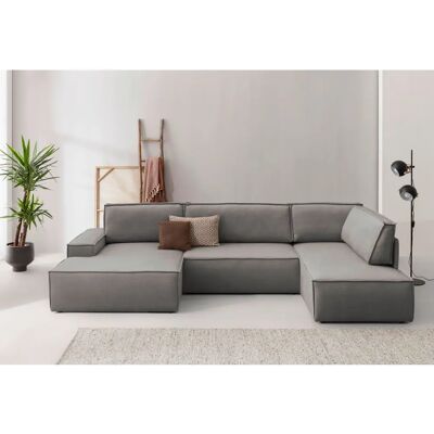 HOME AFFAIRE Sherwood XXL 329 cm U-Form Grau Samtvelours Couch - Sofa HOME AFFAIRE Sherwood XXL 329 cm U-Form Grau Samtvelours Couch - Sofa