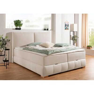 Guido Maria Kretschmer Wehma Bett - Beige, 160x200cm, mit Topper Guido Maria Kretschmer Wehma Bett - Beige, 160x200cm, mit Topper