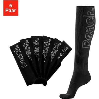 Bench Kniestrümpfe - Schwarz, 6 Paar, Herren, Feuchtigkeitsregulierung Bench Kniestrümpfe - Schwarz, 6 Paar, Herren, Feuchtigkeitsregulierung